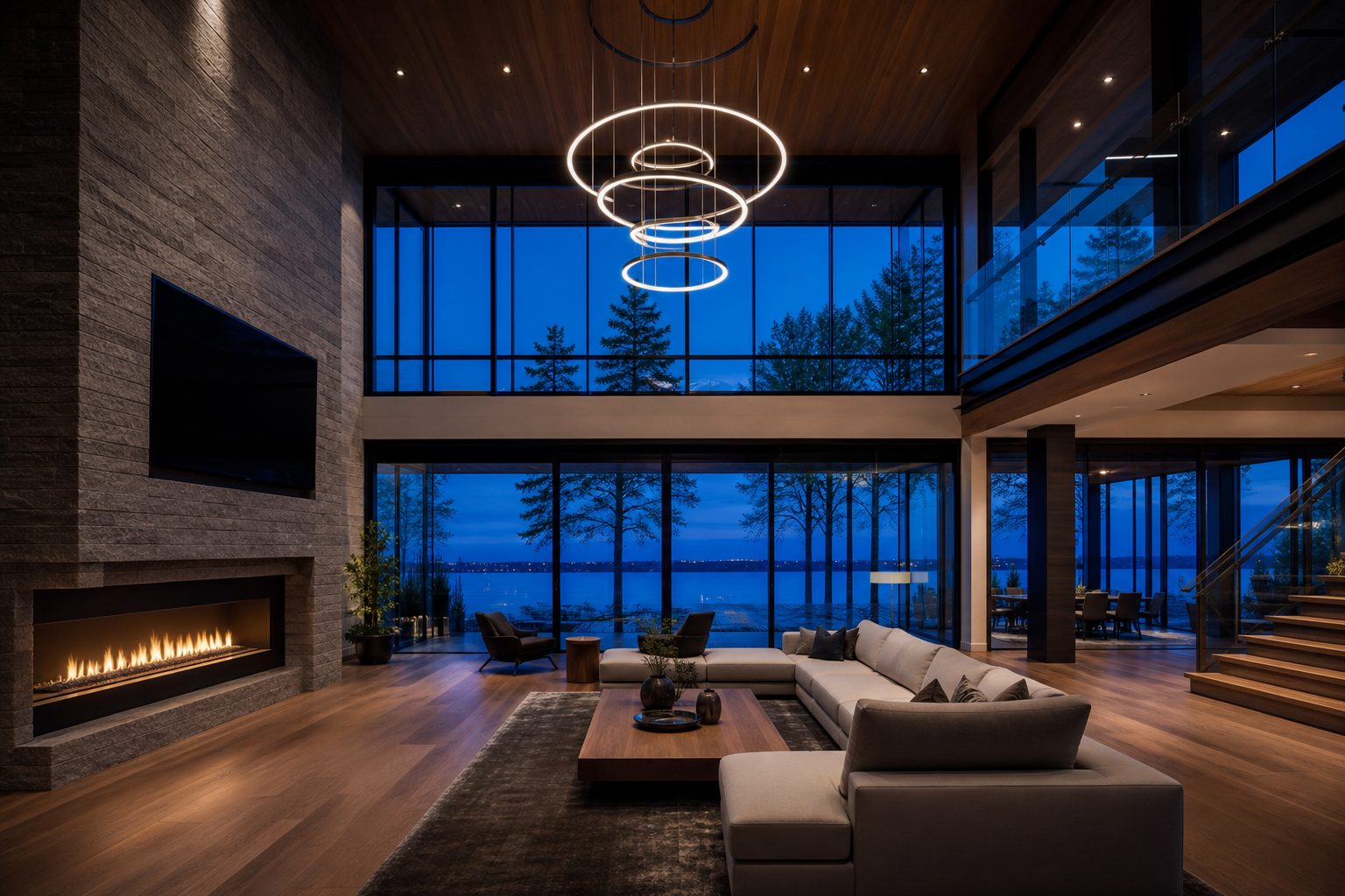Architectural visualization of a modern custom home interior